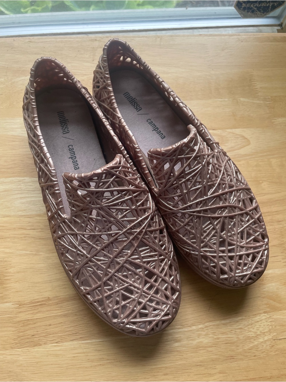 Melissa Campana Metallic Rose Woven Slip-On Sneakers 7